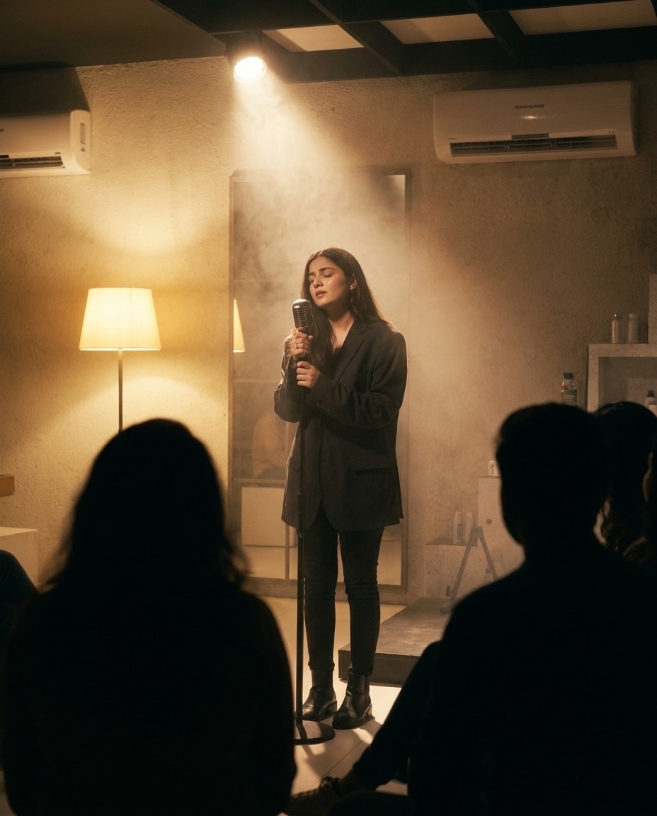 a voice fills the room